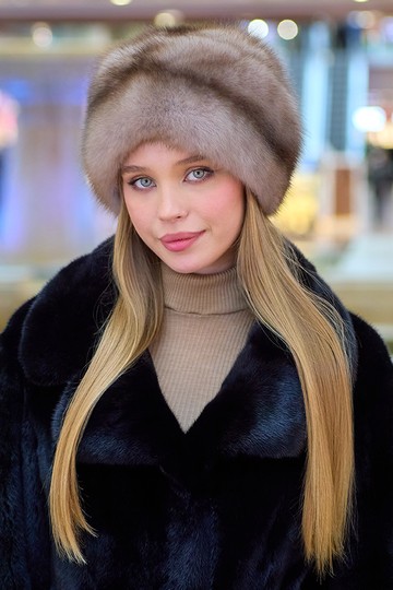 Шапка из меха соболя "Боярка" (светлый)